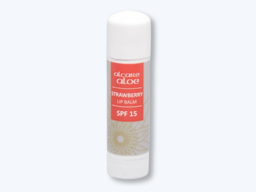Alcare Aloe custom branded strawberry lip balm