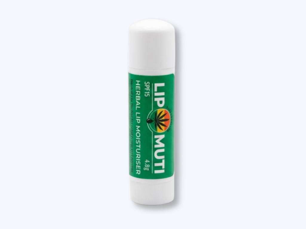 Lip Muti herbal lip balm in branded tube.